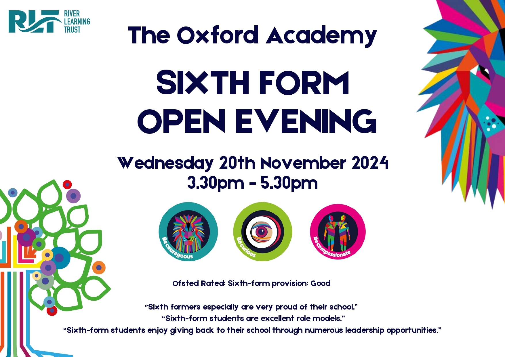 TOA Save the Date   Sixth Form Open Eve Update